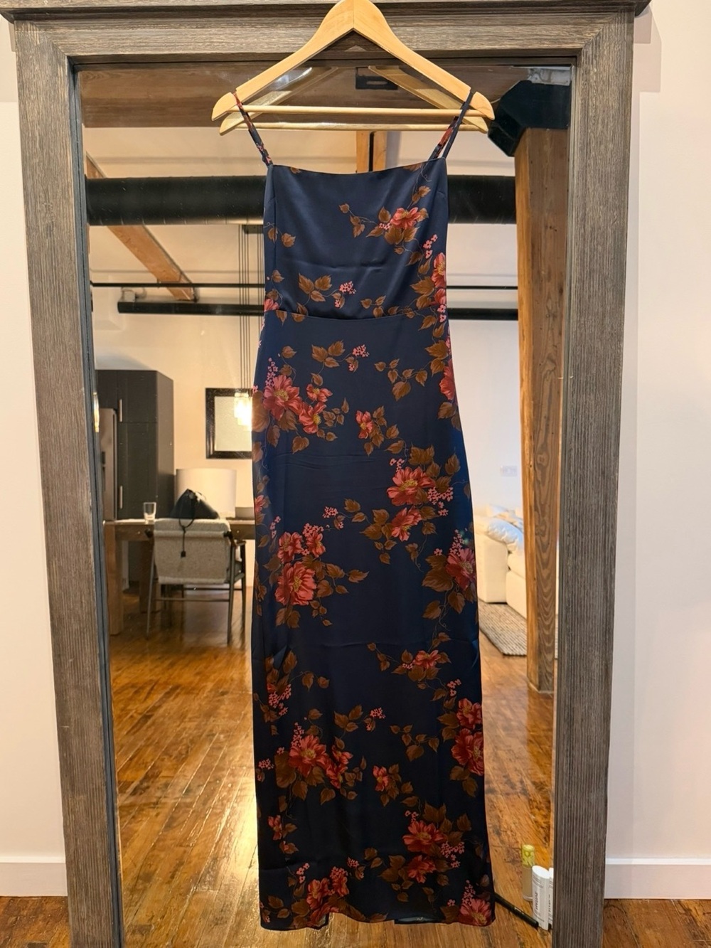 Reformation Navy Floral Slip Maxi Dress